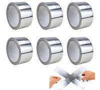 HWSWSH 6 Rouleax de Ruban Adhésif en Aluminium, Bande Auto Adhésive en Aluminium, Bande d'Etanchéité, Euban d'Aluminium de Réparation pour Voitures, Plomberie, Fenêtres, Toits, Verre(50mm*20m)