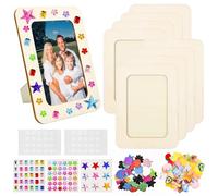 HWSWSH 8 PCS Cadres Photo en Bois A6 DIY avec 4 Autocollants Différents, Cadres Photo Enfants, Cadres Photo Rectangulaires, Cadre Photo à Peindre, Cadres Photo pour Enfants à Peindre Bricolage