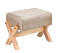 HWSWSH Pouf Repose Pieds en Bois, Ottoman Pouf Rectangulaire en Tissu, Tabouret Pouf Salon Elastique, Canapé Rembourré Moderne, Pouf Tabouret Bas pour Salon, Chambre à Coucher, Café (Beige)