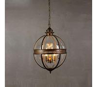 HWSY American Vintage Lustres E14 Rétro Lampe Transparent Globe Verre Métal Plafonnier Peinture Salon Salle À Manger Café Loft Pendentif Lumière Rustique Métal Pendentif Lumière (Couleur : Bronze)