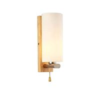 HWSY Applique Murale E27 avec Interrupteur à Tirette câblé Japonais Applique Murale en Bois Base Industrielle Applique Murale Abat-Jour en Verre pour Chambre Salon Villa Couloir Interesting