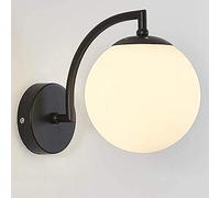 HWSY Boule en Verre Abat-Jour Finition Noire Applique Murale Style Métal Applique Intérieure Miroir De Vanité Lampe Appliques Murales E27 Luminaire pour Chambre Salon Couloir Interesting
