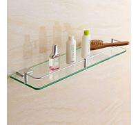 HWSY Étagère en Verre pour Salle de Bain Espace Toilettes en Aluminium Étagères à Un étage Extra épais Verre trempé Rectangulaire Cosmétique Support de Rangement Miroir Mural Étagère Avant Planche de