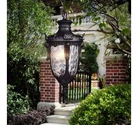 HWSY Étanche IP54 Rétro Industriel Pergola Jardin Plafond Suspension Lampe Américain Industriel Rétro Extérieur Pendentif Lumière en Verre Dépoli Lanterne Couloir Allée Porche Lustre Éclairage E27