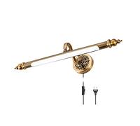 HWSY Lampe de Miroir de Salle de Bain Vintage avec Interrupteur, Applique Murale de Salle de Bain à LED en Bronze Marron avec Prise et câble, Lampe Frontale de Miroir de Salle de Bain IP44, éclairage