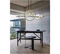 HWSY Lustre en Fer forgé postmoderne Bulle de Verre créative Longue Bande Suspension pour Chambre Salon Salle à Manger Cuisine île Suspension Lampe Interesting