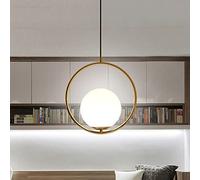 HWSY Lustres à 1 lumière dorés/Noirs éclairage plafonnier intérieur Lustre en Verre Post-Moderne Suspension Ronde luminaires Suspendus Globe Moderne plafonnier en Laiton brossé Interesting