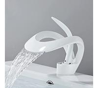 Hwsy Robinet de lavabo de Salle de Bain, Robinet de Salle de Bain Cascade pour lavabo de Salle de Bain, mitigeur de Bassin d'eau Chaude et Froide, robinets de Salle de Bain en Laiton pour lavabo 1