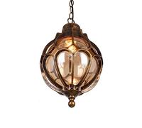HWSY Victorien Aluminium E27 Patio Extérieur Étanche Suspension Lampe Extérieure Plafond en Verre Pendentif Lumière Paysage Rural Réglable Droplight Lanterne Villa Porche Terrasse Clôture Lustre