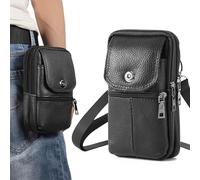 Hwtcjx Étui de Ceinture Pochette Téléphone Holster, Grande Pochette Smartphone, Sacoche Ceinture Homme, Portable Sac Bandoulière Homme, Multi-usages Taille Sac (Noir)