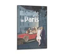 HWUEWQLERJI Poster de minuit à Paris - Impression sur toile décorative vintage pour salon, chambre à coucher, 30 x 45 cm, style cadre