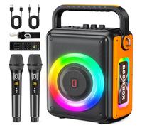 HWWR Machine de karaoké avec 2 Microphones, Haut-Parleur Portable Bluetooth, système de sonorisation pour Adultes et Enfants avec lumières LED, Machine de karaoké upporta TWS/Rec/AUX/USB/TF pour Les