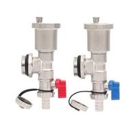 HWWW Ensemble de raccords réglables for collecteur avec purgeur et soupape de Purge d'air, utilisé dans Les systèmes de Chauffage au Sol.(Blue and Red)