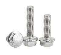 HWWW M4 M5 M6 M8 M10 M12 A2-70 304 tête hexagonale en acier inoxydable avec vis à capuchon à bride dentelée boulon à tête hexagonale DIN6921(70mm,M12 (2pcs))