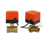 HWWW Vanne à Bille électrique en Laiton, DN15/20/25/32/40 AC220V 12V 24V 5V, 2/3 Voies, Trois Fils, Deux Commandes, électrovanne 2 Voies et 3 Voies(DN20,DC24V,3-Way)