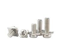 HWWW Vis et écrous combinés à tête ronde cruciforme M3 M3.5 M4, un jeu de têtes cylindriques nickelées avec rondelles carrées, boulons plats(M3X5X7(100))
