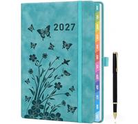 HwxBen Agenda 2027 - Agenda A5 Semainier 12 mois (Janv.-Déc. 2027) | 1 Semaine sur 2 Pages, Papier 100 g/m², Marque-Page, Planificateur Mensuel et Jours Fériés Français