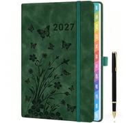 HwxBen Agenda 2027 - Agenda A5 Semainier 12 mois (Janv.-Déc. 2027) | 1 Semaine sur 2 Pages, Papier 100 g/m², Marque-Page, Planificateur Mensuel et Jours Fériés Français