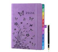 HwxBen semainier vertical A5 2026 - Agenda semaine à voir avec onglets colorés, vues mensuelle et hebdomadaire, stylo et accessoires - Planificateur Janv.-Déc. bureau, école, maison