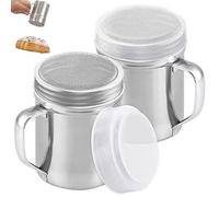 HWXZUUO 2pcs Shaker à Sucre en Poudre Sabaker en Acier Inoxydable Fine Mesh Powder avec poignée et Couvercle en Plastique Shaker pour Poudre Cinnamon Cacoa Pepper Coffee Farine
