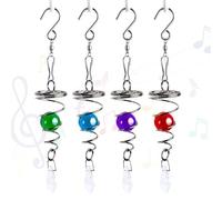 HWXZUUO Gazing Ball Spiral Tail Wind Spinner 4PCS 7 inch Glass Ball with Swivel Hook Metal Sun Catcher for Garden Decor