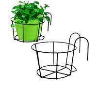 HWXZUUO Panier Suspendu Stand en métal Panier Suspendu au Support de Pot à Fleurs Rondes Planteurs de Garde-Corps pour la Maison du Porche Balcon 2 pcs Porte-Plan