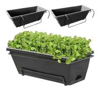 HWXZUUO Planteur de Garde-Corps, 3pcs Boîte à fenêtre rectangulaire de 3pcs avec Trous et Plateaux Drainage, boîtes à Fleurs en résine avec Supports Suspendu