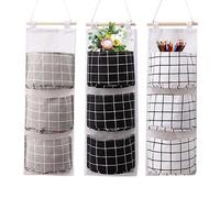 HWXZUUO Wall Hanging Storage 3Pcs Foldable Hanging Storage Pockets Waterproof Closet Organizer with 3 Pockets for Dorm Wardrobe Clothes