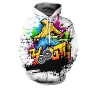 Hwycomfort Sweat à capuche fantaisie imprimé 3D Hip Hop Street Graffiti Sweatshirt décontracté avec poches pour homme, 2, Medium