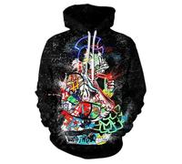 Hwycomfort Sweat à capuche fantaisie imprimé 3D Hip Hop Street Graffiti Sweatshirt décontracté avec poches pour homme, 6, Small