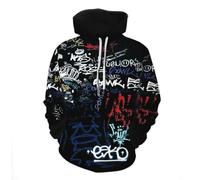 Hwycomfort Sweat à capuche fantaisie imprimé 3D Hip Hop Street Graffiti Sweatshirt décontracté avec poches pour homme, 1, Medium
