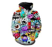 Hwycomfort Sweat à capuche fantaisie imprimé 3D Hip Hop Street Graffiti Sweatshirt décontracté avec poches pour homme, 8, Medium