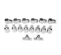 HWyndiluvian 16 pièces, kit d'accessoires pour Toit Bimini à 3 arcs, avec charnière de Montage, glissière à mâchoire et raccords à extrémité en Forme d'œil pour Housses de Bateaux Marins, Acier