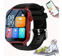 HWYYLXS Montre ConnectéE pour Seniors avec DéTection De Chute, Dispositif D'Alerte De Chute, Traceur GPS, Fonction Appel Et Appel VidéO, éCran 1,83", Batterie 830 Mah, pour Parents âGéS Red