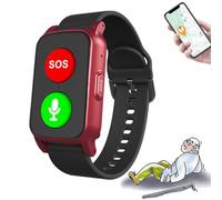 HWYYLXS Montre ConnectéE pour Seniors avec DéTection De Chute, Dispositif D'Alerte De Chute, Traceur GPS, éTanche Ip67, Batterie De 600 Mah Et PréCision De Positionnement De 5 à 15 MèTres Red