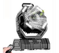 HWYYLXS Ventilateur De Camping Portable Rechargeable 20 000 Mah, avec éClairage LED Et Crochet De Suspension, 4 Vitesses De Vent, Silencieux, avec TéLéCommande, pour Tente, Voyage, Barbecue,Black