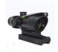 HWZ Tactical Hunting 4X32 ACOG Red Or Green Fiber Chevron Reticle Optics Red Or Green Illuminated Rifle Scope for Shooting (Green)