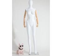 HX-DF11-6M abstrait beau mannequin laqué blanc mat avec bras et mains mobiles en bois, socle en inox