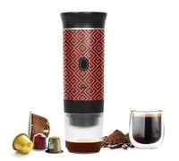 HX HECLX Coffret cadeau cafetière pour camping, machine à expresso électrique portable alimentée par piles, cafetière rechargeable auto-chauffante pour camping-car, randonnée (rouge)