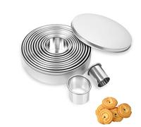 HX-pyahgtv Lot de 12 Emporte-Pièces Ronds en Acier Inoxydable - Emporte-Pièce en Forme de Donut - Avec Boîte de Rangement - 3 à 12 cm - Moule à Biscuits pour Doughnuts, Biscuits, Pâtisseries