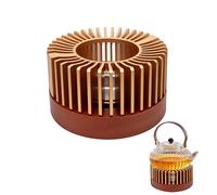 HX-pyahgtv Réchaud pour théière, chauffe-théière avec design creux sculpté, chauffe-théière en alliage avec socle en bois, idéal pour conserver la chaleur du thé, du lait, du café, des aliments, pour