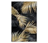 HXA DECO - Decoration Murale, Decoration Chambre Art Mural Tableau Deco, Tableau Deco Jungle Feuillage Or - 50x80cm