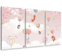HXA DECO - Decoration Murale, Decoration Chambre Art Mural Tableau Deco, Tableau Triptyque Enfant Lachers de Ballons - 90x60 cm