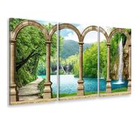 HXA DECO - Decoration murale, Decoration Chambre Art Mural Tableau Deco, Tableau Triptyque Trompe Oeil Cascade romantique - 90x60 cm
