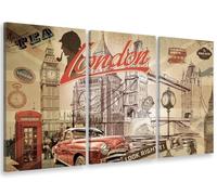 HXA DECO - Decoration Murale, Decoration Chambre Art Mural Tableau Deco, Tableau Triptyque Vintage London Look Right ! - 90x60 cm