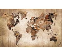 HXA DECO - Décoration Murale pour Le Salon, Tableau Carte du Monde Couleur Bois - 80x50 cm