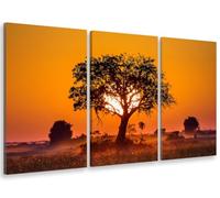 HXA DECO - Decoration Murale, Tableau Deco Tableau Mural Tableau Contemporain, Multi Panneaux, Tableau Triptyque Deco Cache Cache et Coucher de Soleil - 90x60 cm