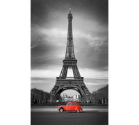 HXA DECO - Décoration Murale, Tableau Tour Eiffel et 2CV Rouge, Noir et Blanc - 50x80 cm