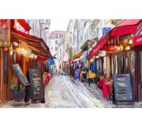 HXA DECO - Impression sur Toile, Decoration Murale, Tableau Deco, Tableau Moderne, Tableau Vie de scène Parisienne à Montmartre - 80x50 cm