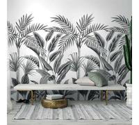 HXA DECO - Papier Peint Rouleau Palmeraie en Noir et Blanc - Rouleau 0,53x8,40 m
